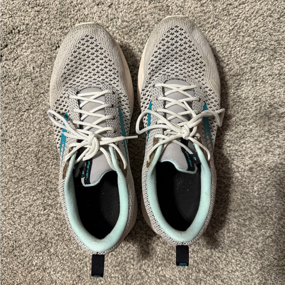 Gray and Teal Brooks Sneakers
